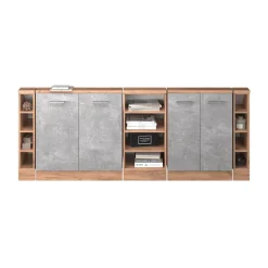 Dachschrägenschrank-Set Rion Beton/Goldkraft Eiche 5er Set Vicco