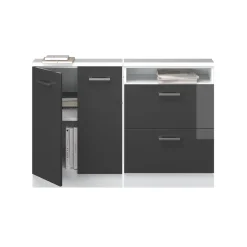 Dachschrägenschrank-Set Rion Anthrazit Hochglanz/Weiß 2er Set Vicco