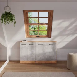 Dachschrägenschrank-Set Rion Beton/Goldkraft Eiche 2er Set Vicco