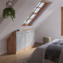 Dachschrägenschrank-Set Rion Beton/Goldkraft Eiche 2er Set Vicco