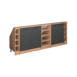 Dachschrägenschrank-Set Rion Anthrazit Landhaus/Goldkraft Eiche 5er Set Vicco