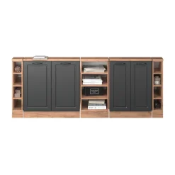 Dachschrägenschrank-Set Rion Anthrazit Landhaus/Goldkraft Eiche 5er Set Vicco