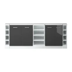 Dachschrägenschrank-Set Rion Anthrazit Hochglanz/Weiß 5er Set Vicco