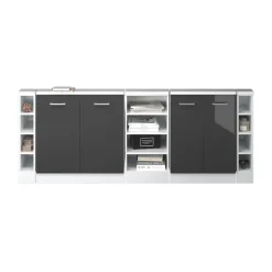 Dachschrägenschrank-Set Rion Anthrazit Hochglanz/Weiß 5er Set Vicco
