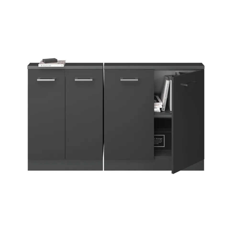 Dachschrägenschrank-Set Rion Anthrazit Hochglanz/Anthrazit 2er Set Vicco