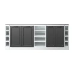 Dachschrägenschrank-Set Rion Anthrazit Landhaus/Weiß 5er Set Vicco