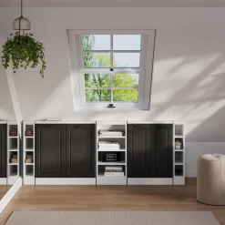 Dachschrägenschrank-Set Rion Anthrazit Landhaus/Weiß 5er Set Vicco