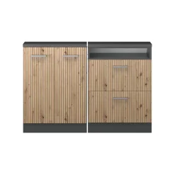 Dachschrägenschrank-Set Rion Artisan Eiche/Anthrazit 2er Set Vicco