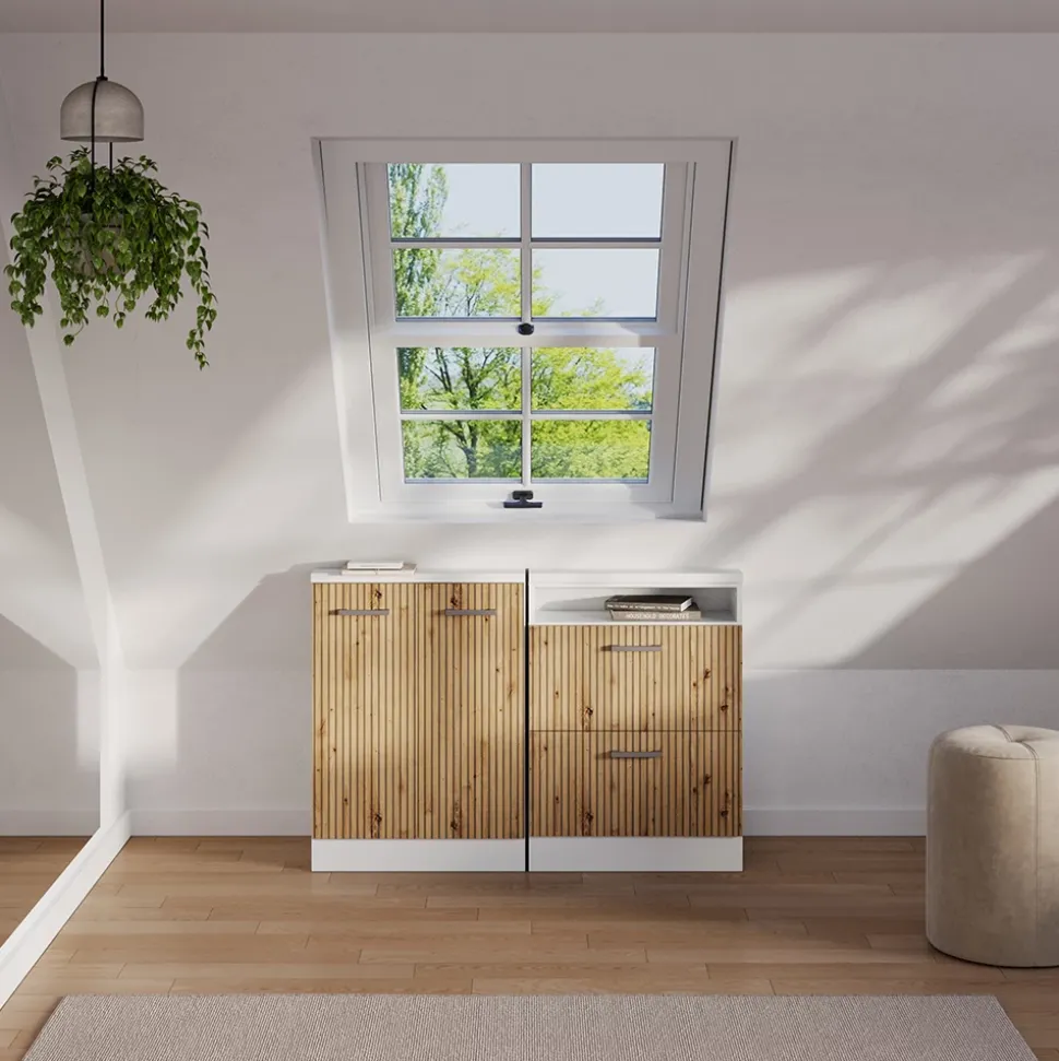 Dachschrägenschrank-Set Rion Artisan Eiche/Weiß 2er Set Vicco