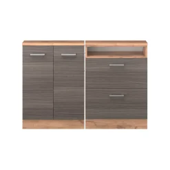 Dachschrägenschrank-Set Rion Edelgrau/Goldkraft Eiche 2er Set Vicco