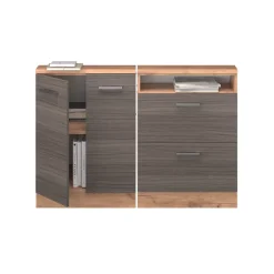 Dachschrägenschrank-Set Rion Edelgrau/Goldkraft Eiche 2er Set Vicco