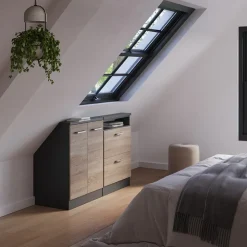 Dachschrägenschrank-Set Rion Sonoma/Anthrazit 2er Set Vicco