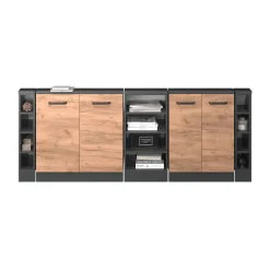Dachschrägenschrank-Set Rion Goldkraft Eiche/Anthrazit 5er Set Vicco