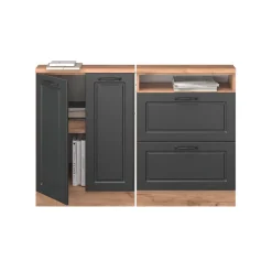 Dachschrägenschrank-Set Rion Anthrazit Landhaus/Goldkraft Eiche 2er Set Vicco