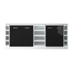 Dachschrägenschrank-Set Rion Schwarz Hochglanz/Weiß 5er Set Vicco