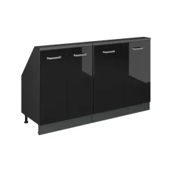 Dachschrägenschrank-Set Rion Schwarz Hochglanz/Anthrazit 2er Set Vicco
