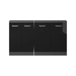 Dachschrägenschrank-Set Rion Schwarz Hochglanz/Anthrazit 2er Set Vicco
