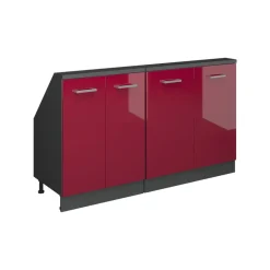 Dachschrägenschrank-Set Rion Rot Hochglanz/Anthrazit 2er Set Vicco