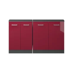Dachschrägenschrank-Set Rion Rot Hochglanz/Anthrazit 2er Set Vicco