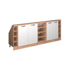 Dachschrägenschrank-Set Rion Weiß Landhaus/Goldkraft Eiche 5er Set Vicco