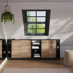 Dachschrägenschrank-Set Rion Sonoma/Anthrazit 5er Set Vicco