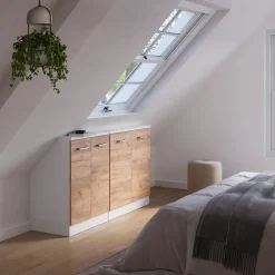 Dachschrägenschrank-Set Rion Goldkraft Eiche/Weiß 2er Set Vicco