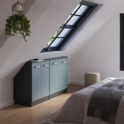 Dachschrägenschrank-Set Rion Blau-Grau/Anthrazit 2er Set Vicco