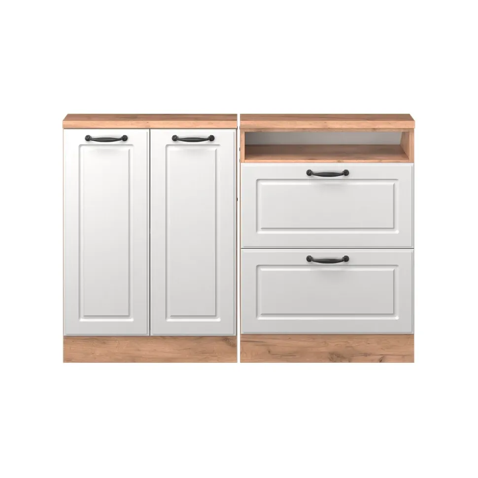 Dachschrägenschrank-Set Rion Weiß Landhaus/Goldkraft Eiche 120 x 81.6 cm 2er Set Vicco