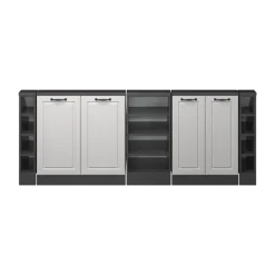Dachschrägenschrank-Set Rion Weiß Landhaus/Anthrazit 5er Set Vicco