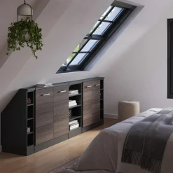 Dachschrägenschrank-Set Rion Edelgrau/Anthrazit 5er Set Vicco