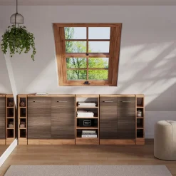 Dachschrägenschrank-Set Rion Edelgrau/Goldkraft Eiche 5er Set Vicco