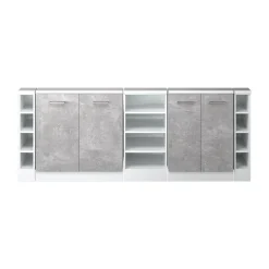Dachschrägenschrank-Set Rion Beton/Weiß 5er Set Vicco
