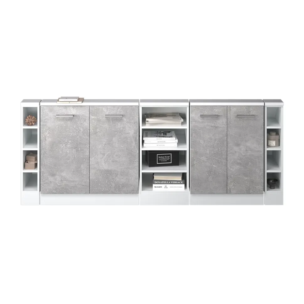 Dachschrägenschrank-Set Rion Beton/Weiß 5er Set Vicco