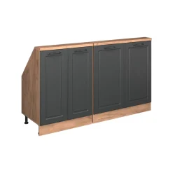 Dachschrägenschrank-Set Rion Anthrazit Landhaus/Goldkraft Eiche 2er Set Vicco