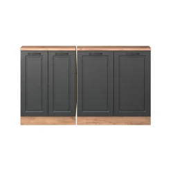 Dachschrägenschrank-Set Rion Anthrazit Landhaus/Goldkraft Eiche 2er Set Vicco