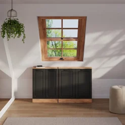 Dachschrägenschrank-Set Rion Anthrazit Landhaus/Goldkraft Eiche 2er Set Vicco