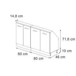 Dachschrägenschrank-Set Rion Anthrazit Landhaus/Goldkraft Eiche 2er Set Vicco