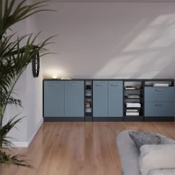 Dachschrägenschrank-Set Rion Blau-Grau/Anthrazit 2er Set Vicco