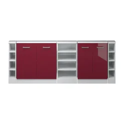 Dachschrägenschrank-Set Rion Bordeaux Hochglanz/Weiß 5er Set Vicco