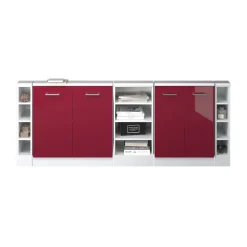 Dachschrägenschrank-Set Rion Bordeaux Hochglanz/Weiß 5er Set Vicco