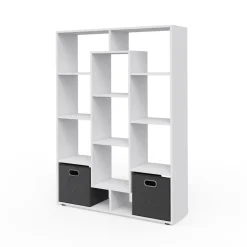 Drehregal Weiß 107.2 x 143 cm mit 2 Faltboxen Vicco