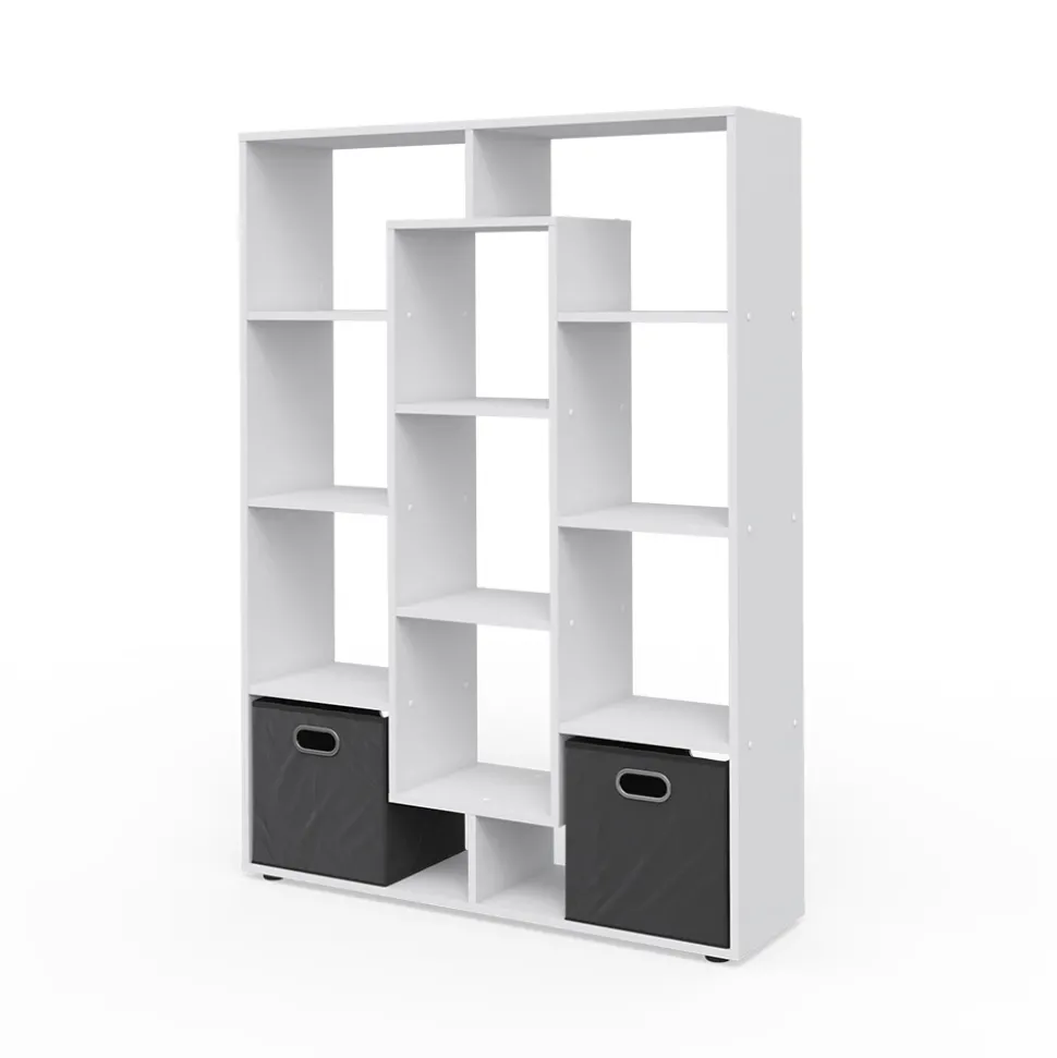 Drehregal Weiß 107.2 x 143 cm mit 2 Faltboxen Vicco