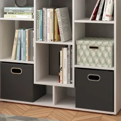 Drehregal Weiß 107.2 x 143 cm mit 2 Faltboxen Vicco