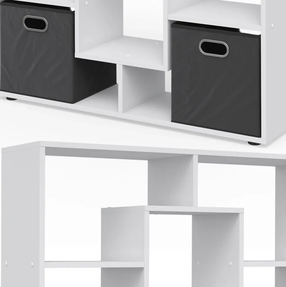 Drehregal Weiß 107.2 x 143 cm mit 2 Faltboxen Vicco