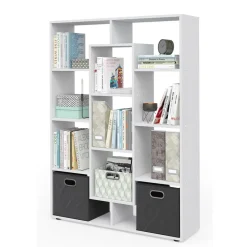 Drehregal Weiß 107.2 x 143 cm mit 2 Faltboxen Vicco