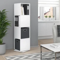 Drehregal Weiß 35.2 x 144.2 cm mit 2 Faltboxen Vicco