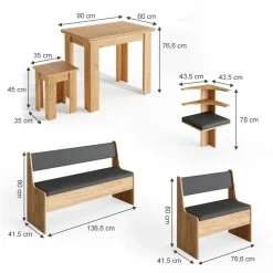 Eckbankgruppe Roman Goldkraft Eiche 180 x 120 cm mit Tisch Vicco