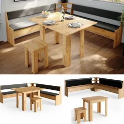 Eckbankgruppe Roman Goldkraft Eiche 210 x 210 cm mit Tisch Vicco