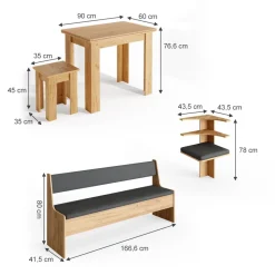 Eckbankgruppe Roman Goldkraft Eiche 210 x 210 cm mit Tisch Vicco