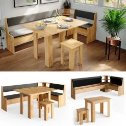 Eckbankgruppe Roman Goldkraft Eiche 210 x 120 cm mit Tisch Vicco